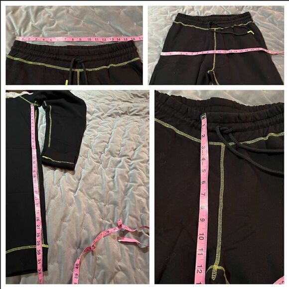 Elevenparis Contrast Stiched Joggers Cotton Black Neon Line Green Stitching M - Picture 9 of 9